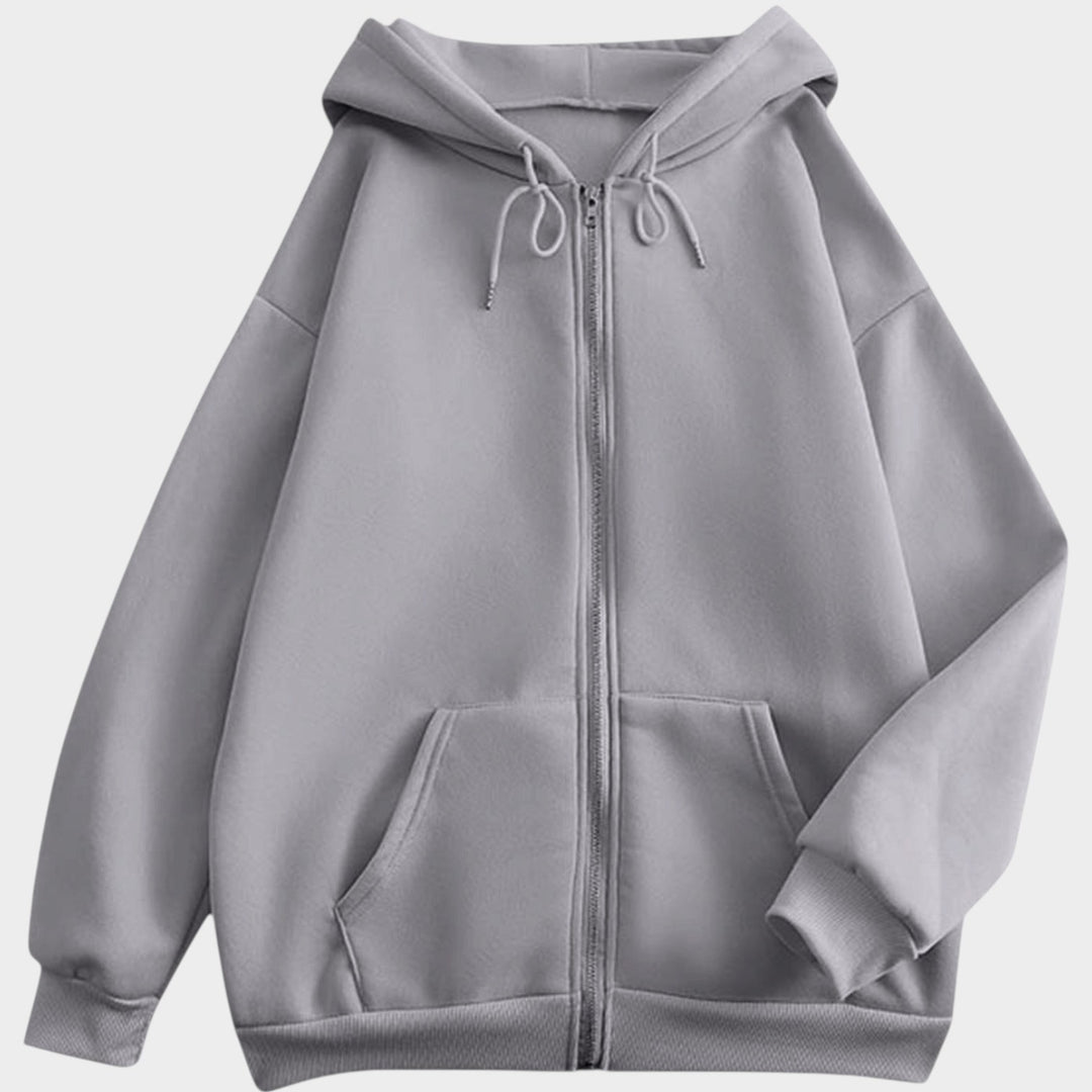 Women’s Zip Up Hoodie Jacket Loose Fit Ribbed Cuffs