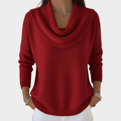 Women's Knit Sweater Soft Draped Collar