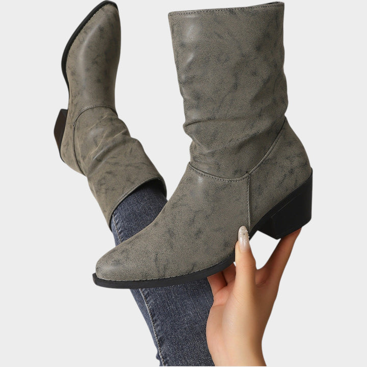 Women’s Slouch Ankle Boots Block Heel Easy Care Material