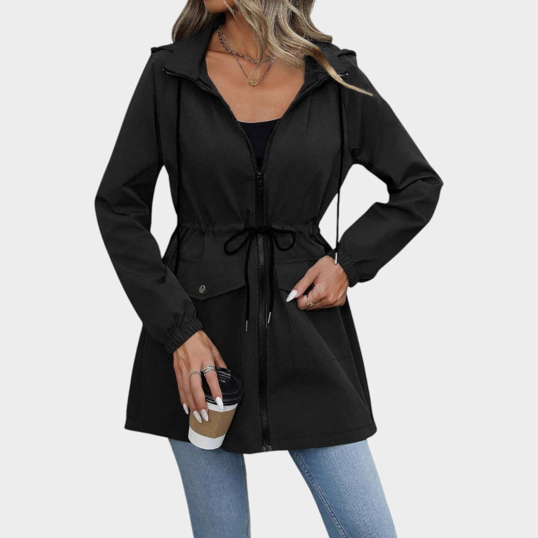 Women’s Waterproof Jacket Hooded Drawstring Waist