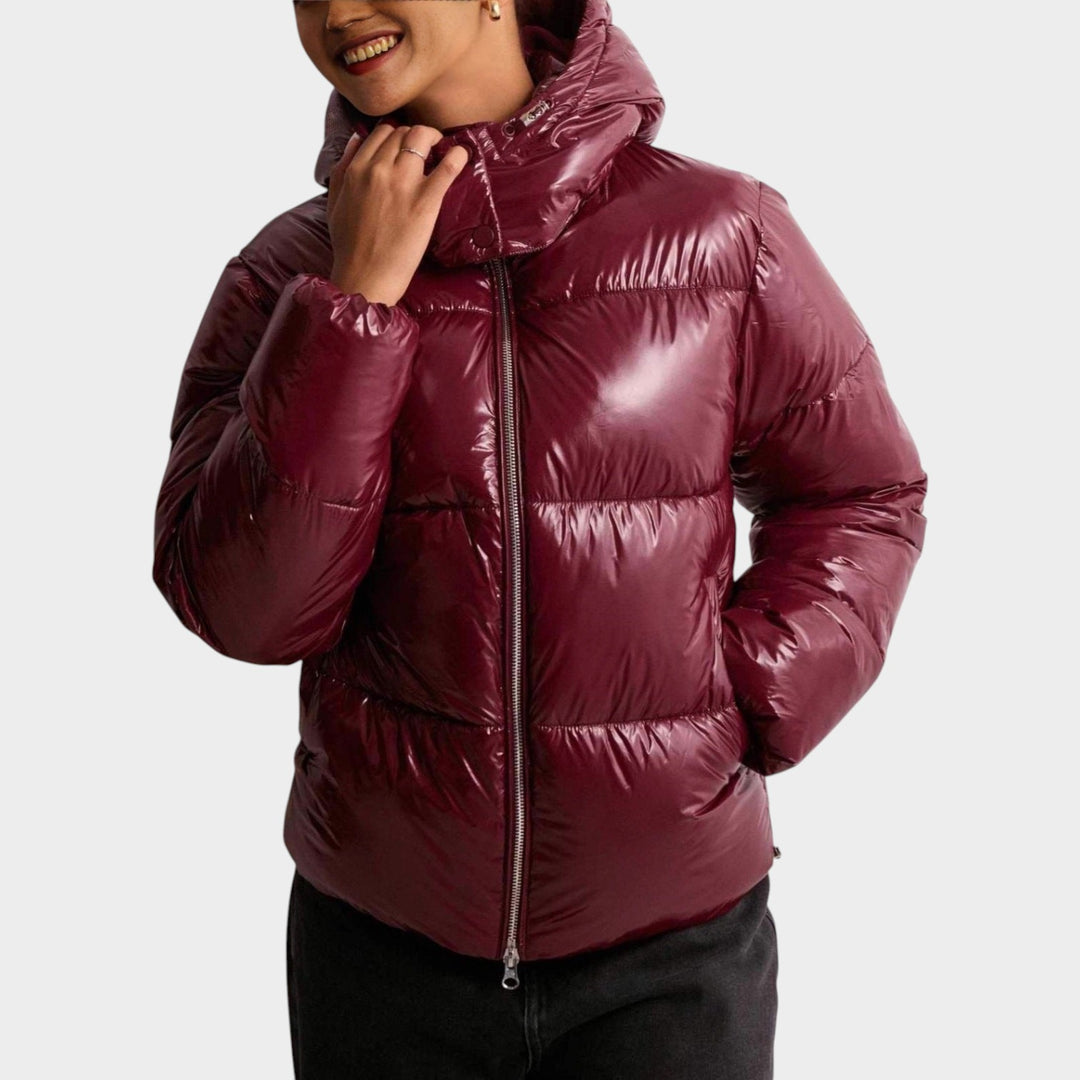 Women’s Puffer Jacket Quilted Adjustable Hood Zip Pockets Casual Style