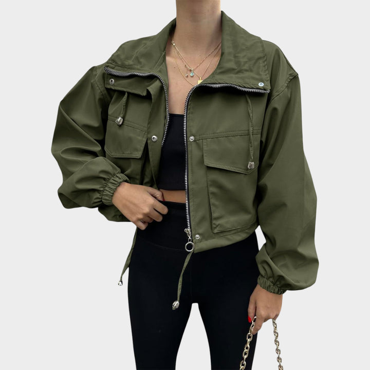 Women’s Cropped Jacket Drawstring Elastic Cuffs