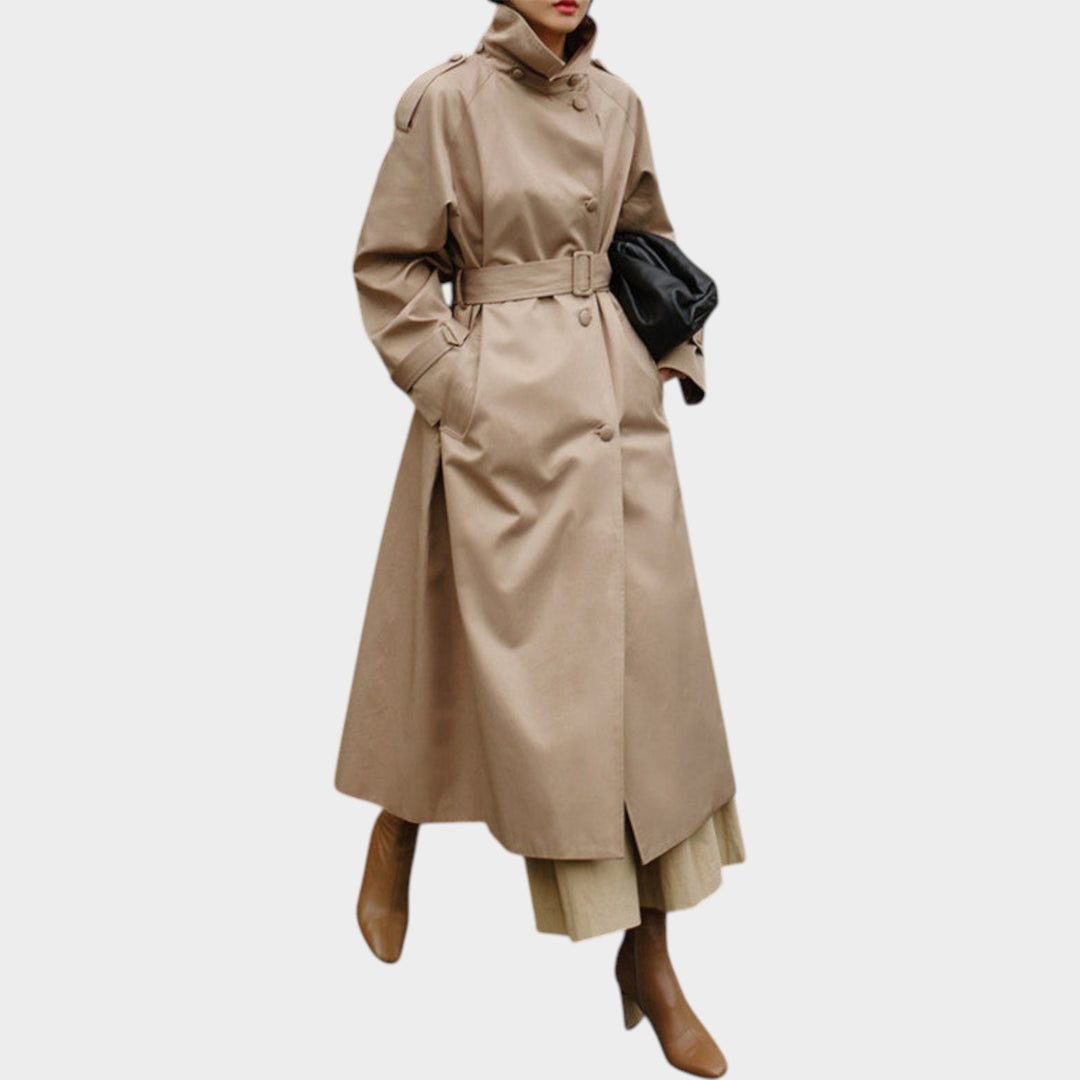 Women’s Trench Coat Casual Long Belted Button Front