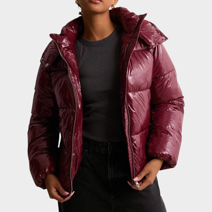Women’s Puffer Jacket Quilted Adjustable Hood Zip Pockets Casual Style