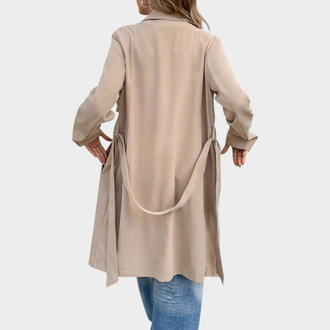 Women’s Trench Coat Button Front Practical Pockets Timeless Design