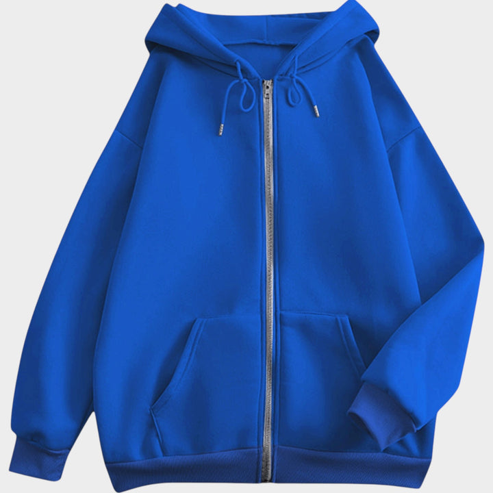 Women’s Zip Up Hoodie Jacket Loose Fit Ribbed Cuffs