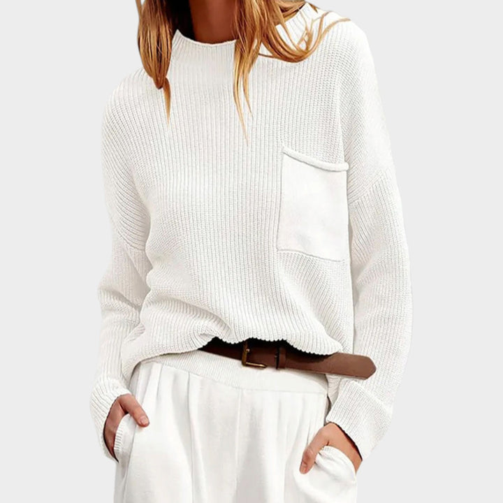 Women’s Crew Neck Sweater Pocket Detail Casual Fit