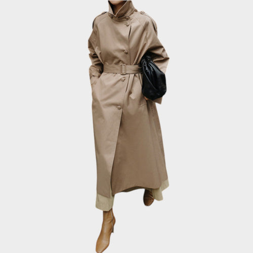 Women’s Trench Coat Casual Long Belted Button Front