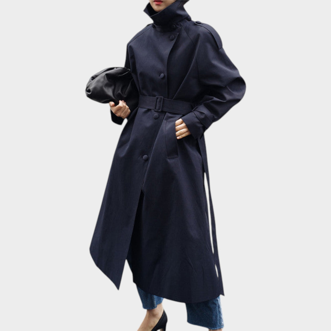 Women’s Trench Coat Casual Long Belted Button Front