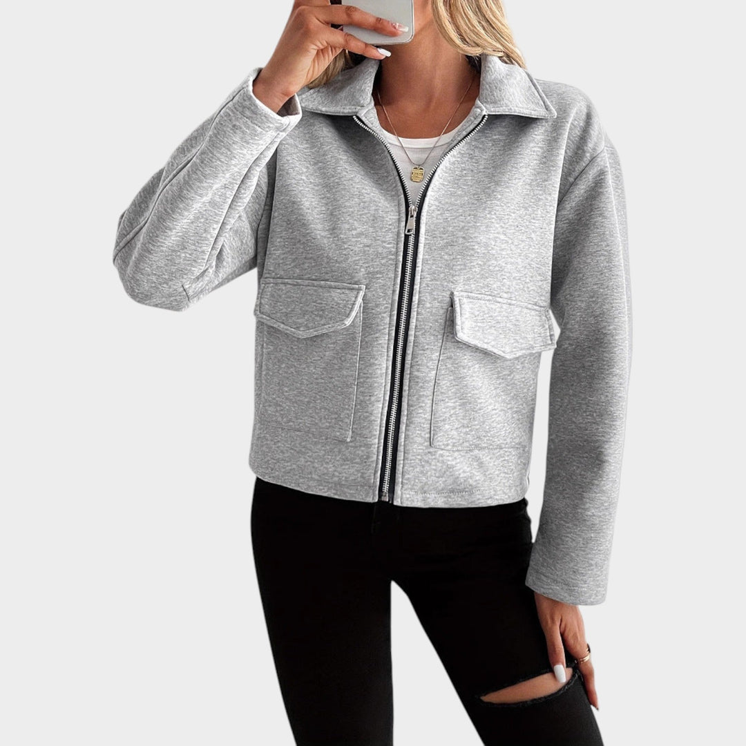Women’s Fleece Jacket Flap Pockets Casual Style