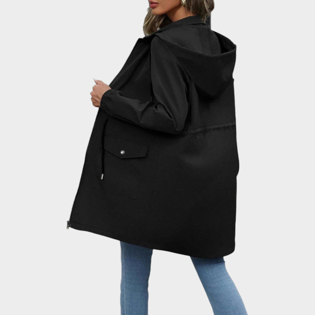 Women’s Waterproof Jacket Hooded Drawstring Waist