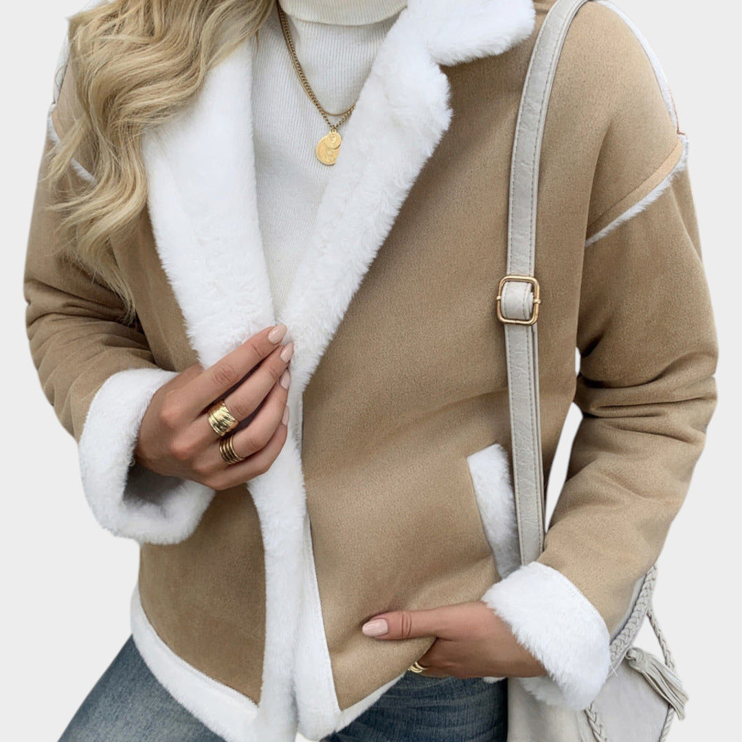 Women’s Fleece Jacket Lapel Collar Practical Pockets