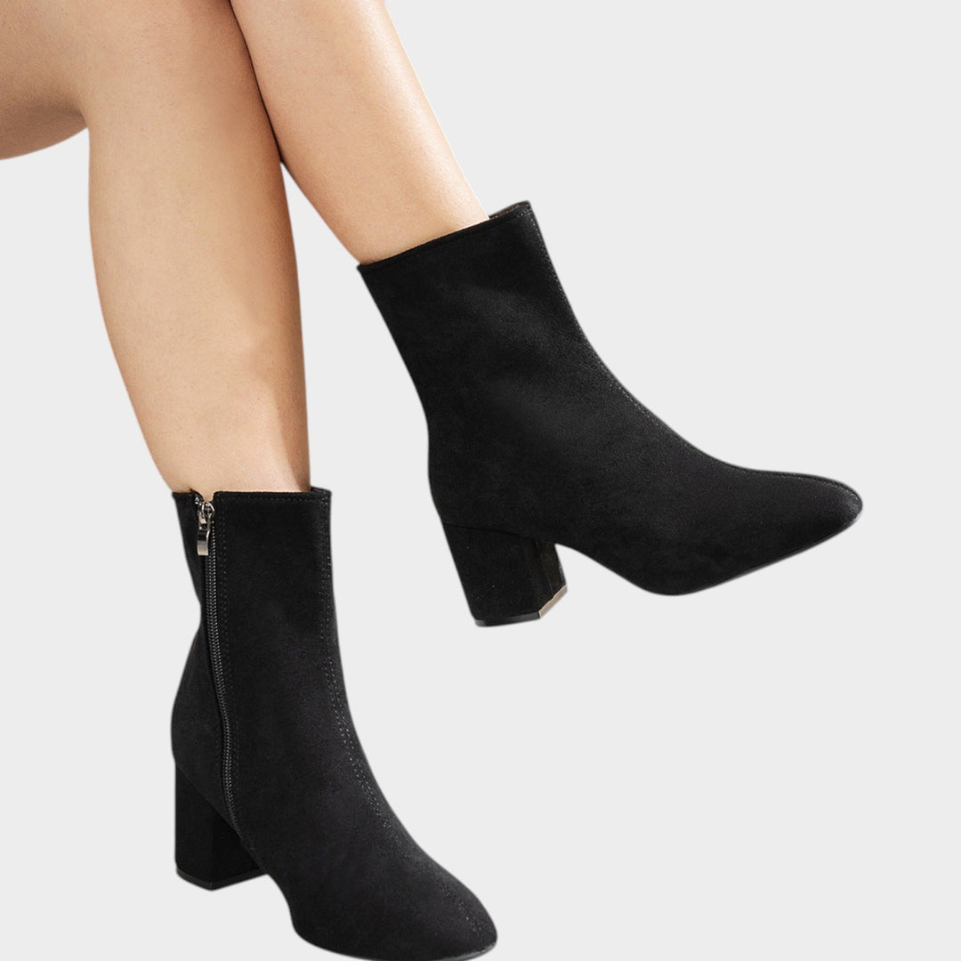 Women’s Ankle Boots Block Heel Side Zip