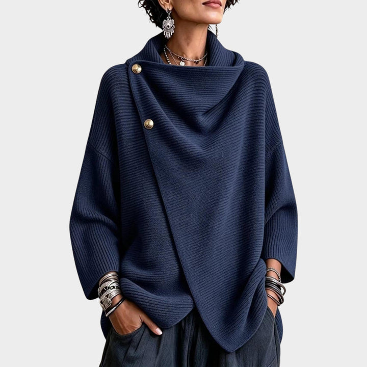 Women’s Knit Top Asymmetric Button Front Relaxed Fit