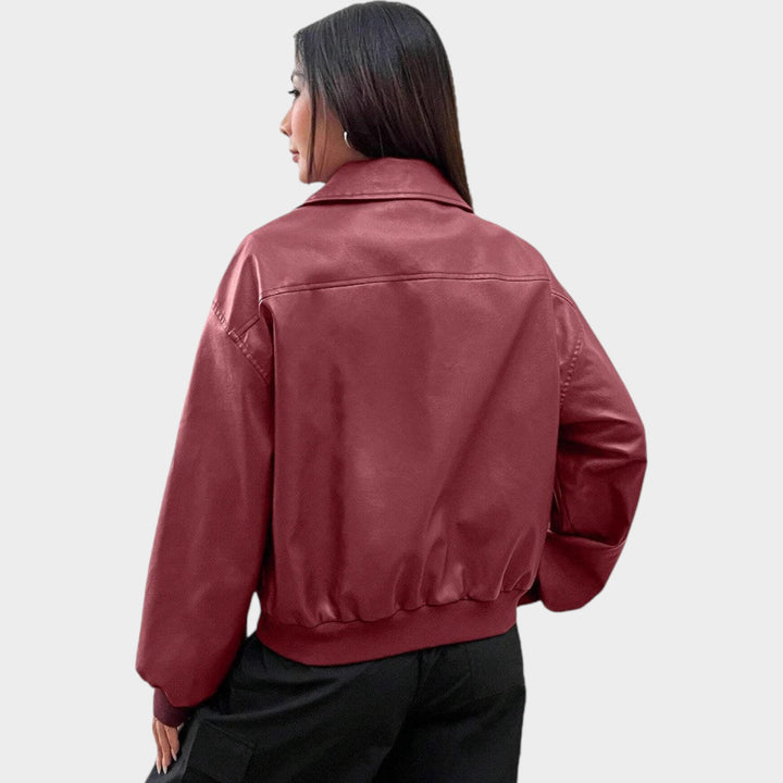 Women’s Bomber Jacket Classic Collar Full Zip Casual Style