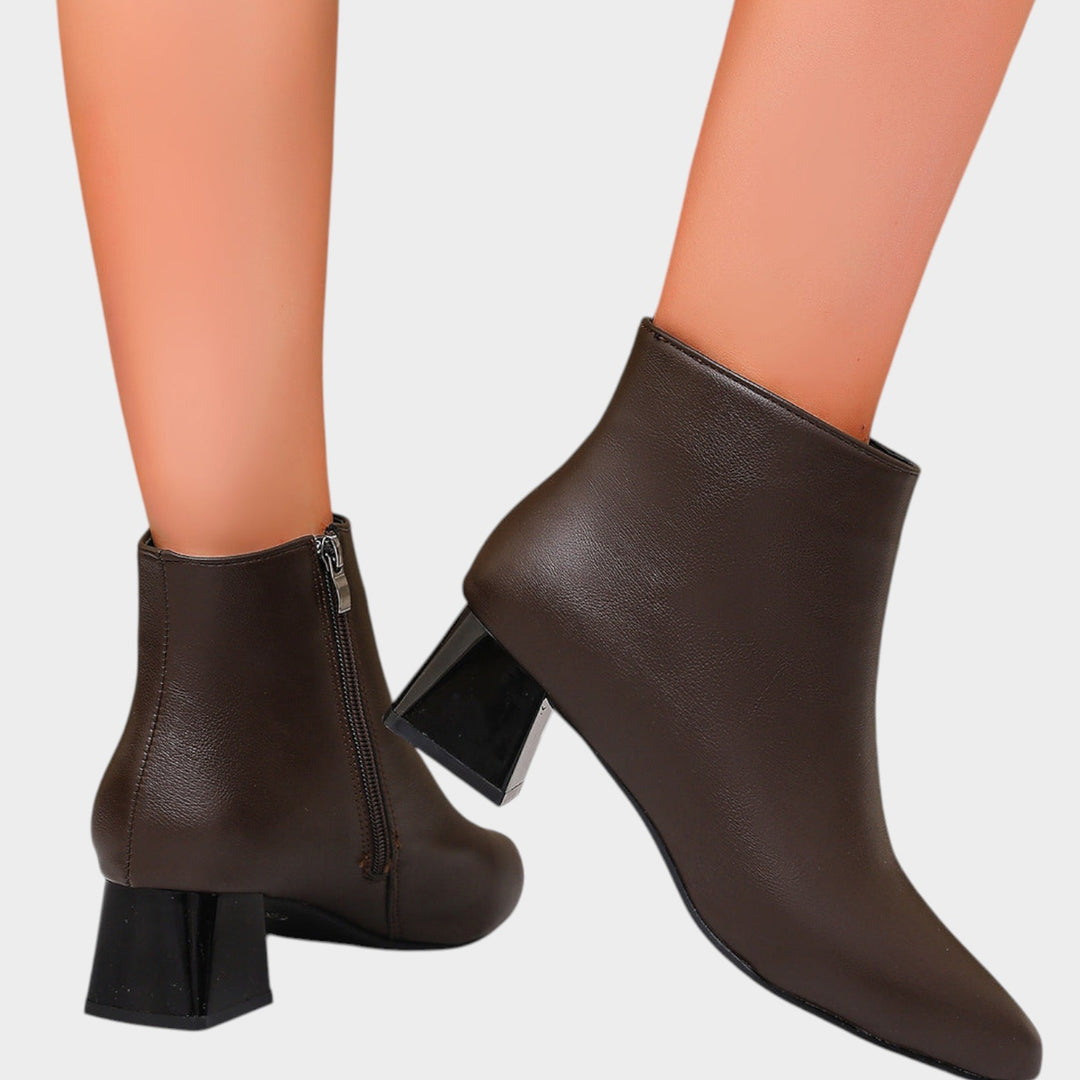 Women’s Ankle Boots Block Heel Side Zipper Classic Style