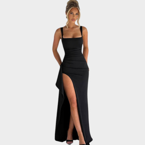 Formal Square Neck Split Maxi Dress
