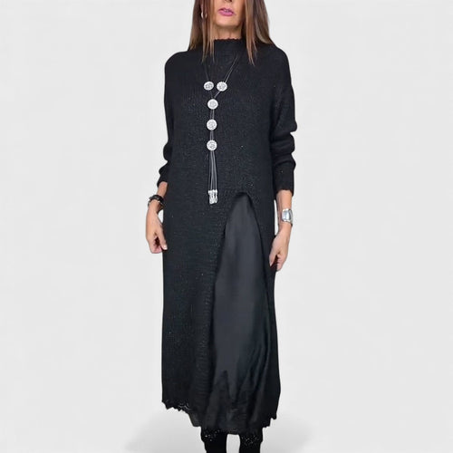 Women's Sweater Dress Knit Mock Neck Longline