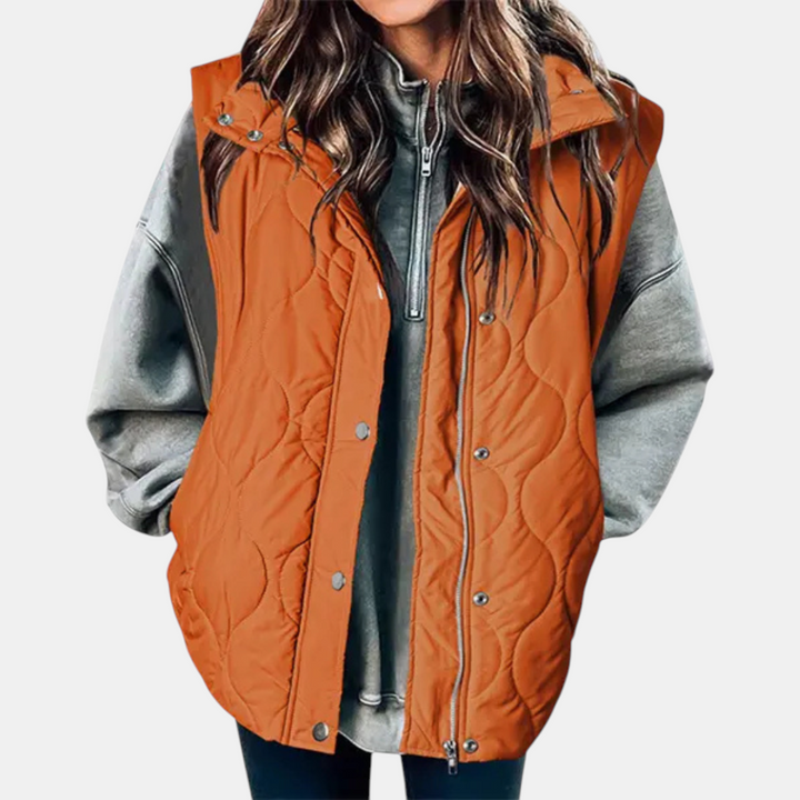 Women’s Sleeveless Jacket Button Front with Practical Pockets
