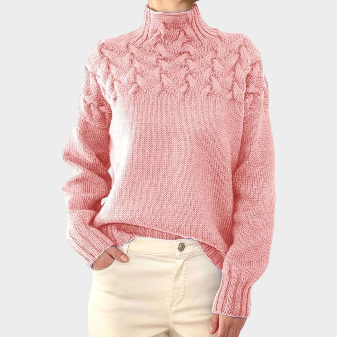 Women’s Cable Knit Turtleneck Sweater Cozy Comfortable Fit