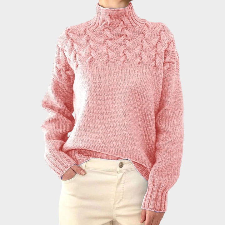 Women’s Cable Knit Turtleneck Sweater Cozy Comfortable Fit