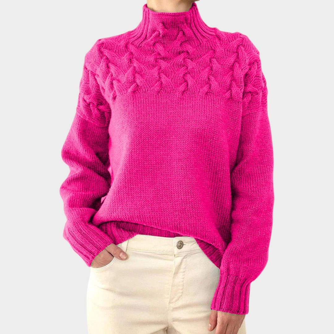 Women’s Cable Knit Turtleneck Sweater Cozy Comfortable Fit