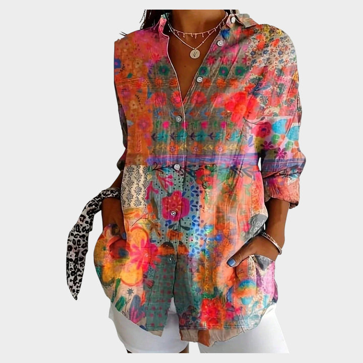 Floral Button-Up Blouse | Casual Long Sleeve Collared Shirt