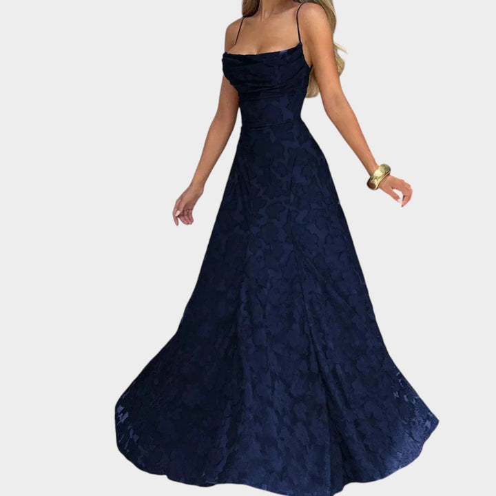 Formal Strapless Floral Lace Maxi Dress
