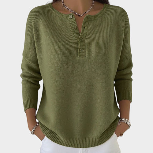 Women's Knit Sweater Henley Button Front