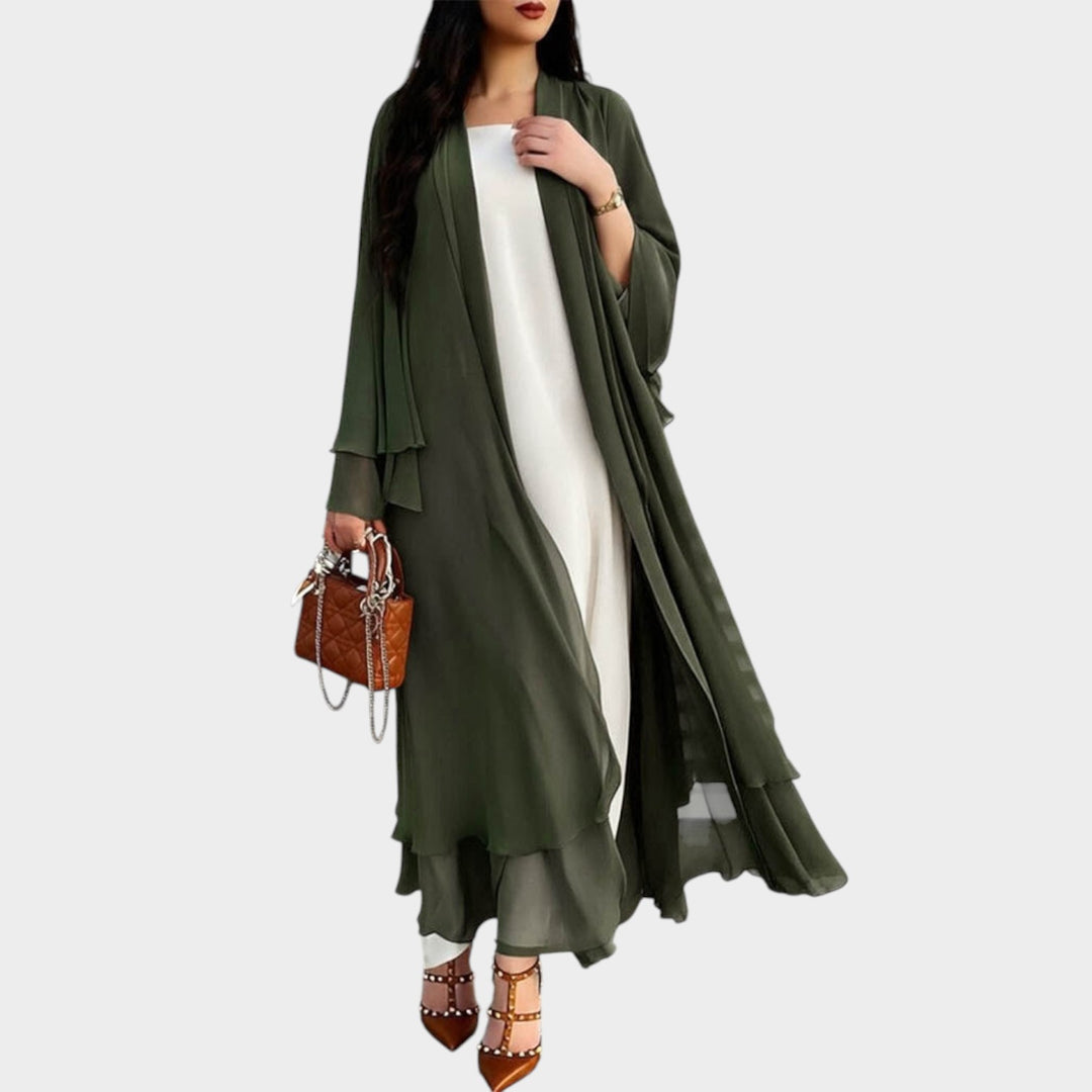 Women’s Longline Cardigan Ruffle Hem Long Sleeve Open Front