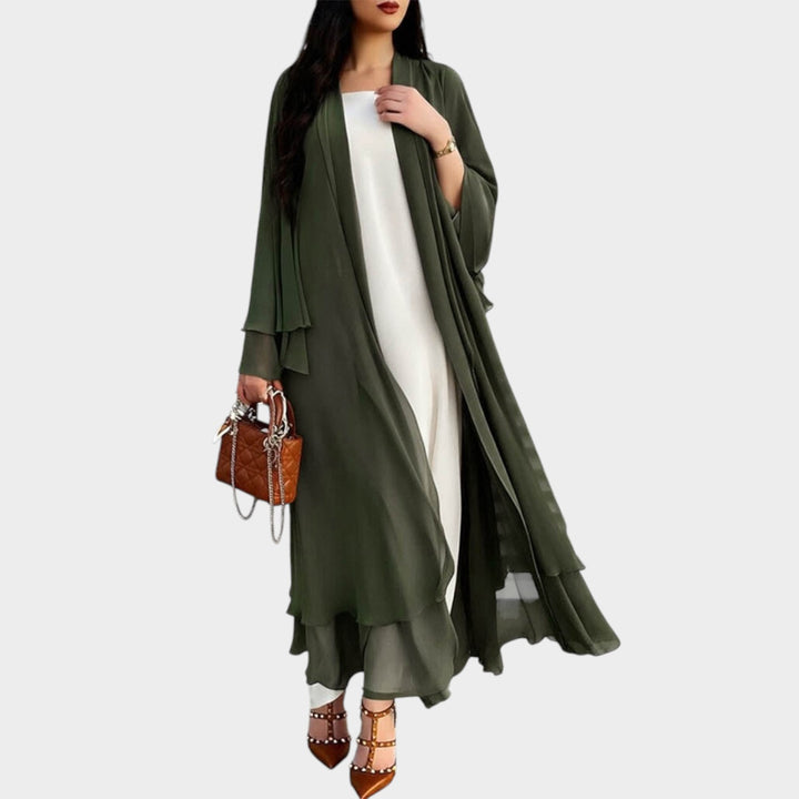 Women’s Longline Cardigan Ruffle Hem Long Sleeve Open Front