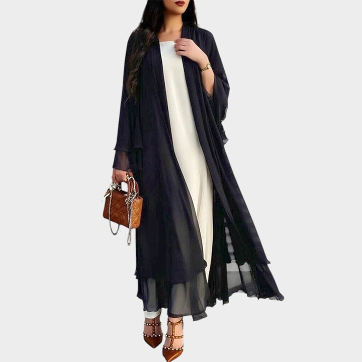 Women’s Longline Cardigan Ruffle Hem Long Sleeve Open Front