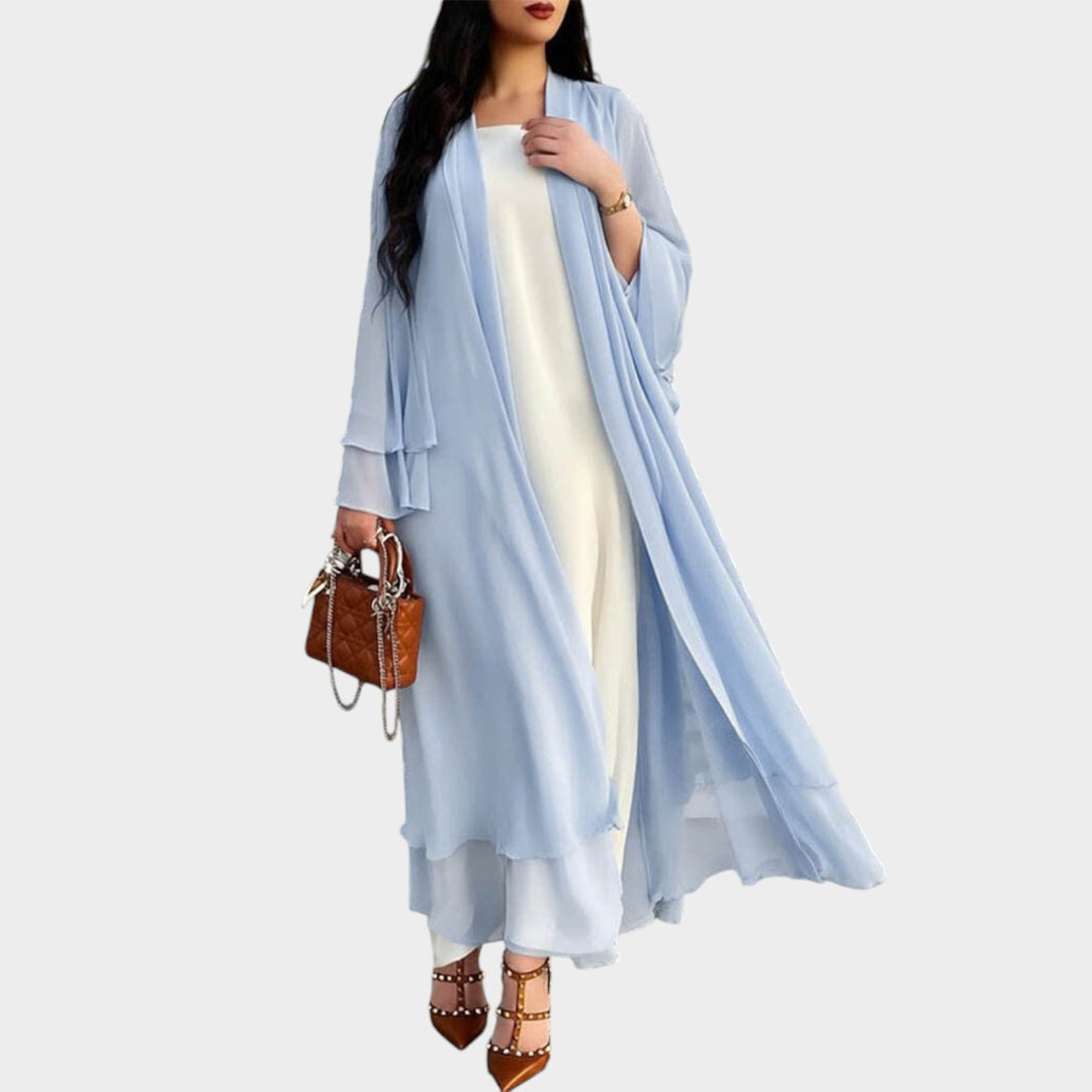 Women’s Longline Cardigan Ruffle Hem Long Sleeve Open Front