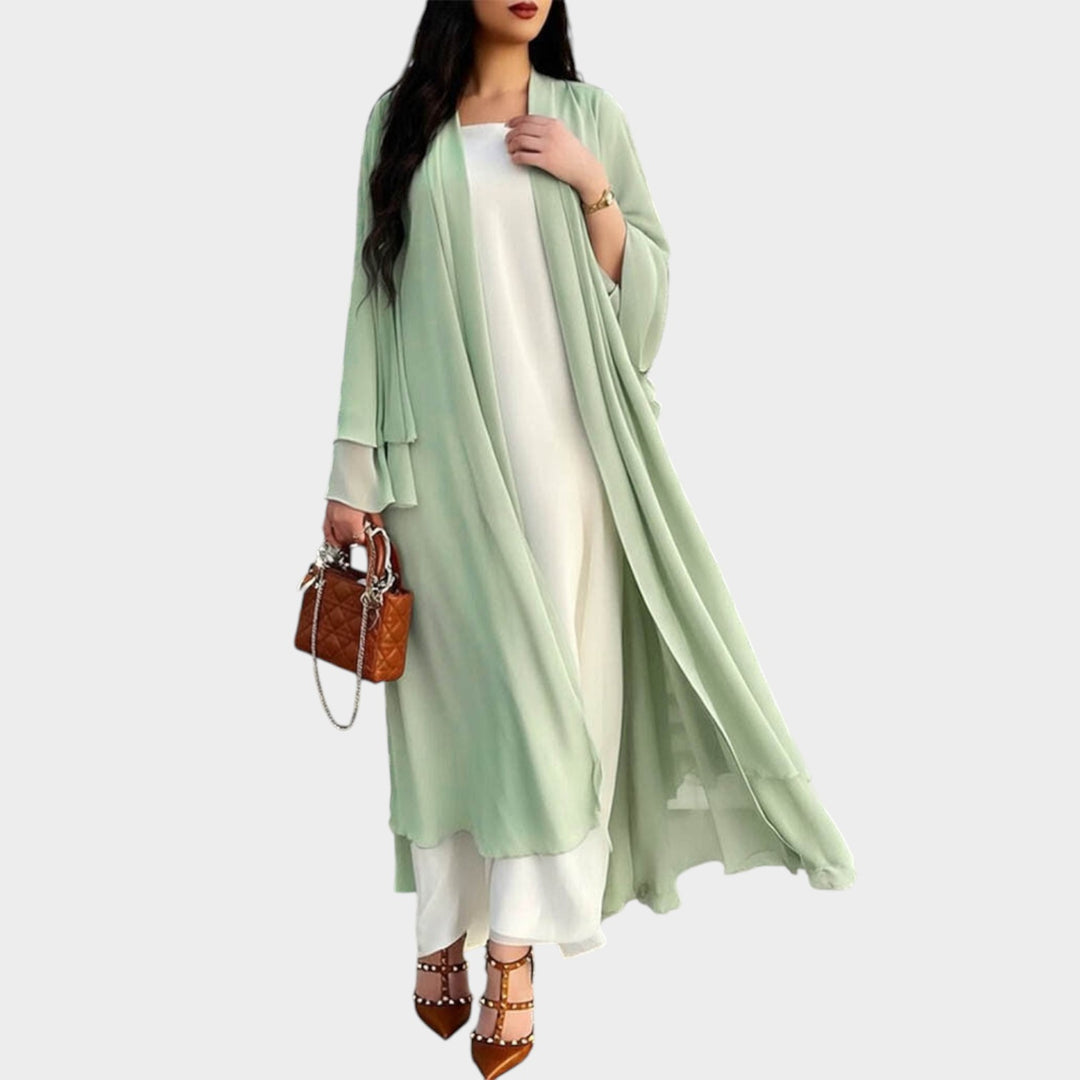 Women’s Longline Cardigan Ruffle Hem Long Sleeve Open Front