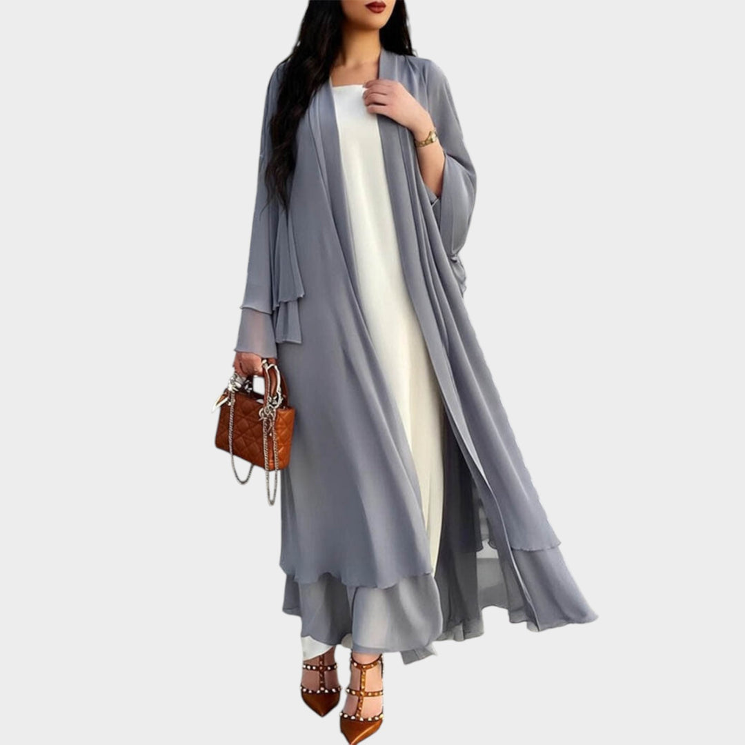 Women’s Longline Cardigan Ruffle Hem Long Sleeve Open Front