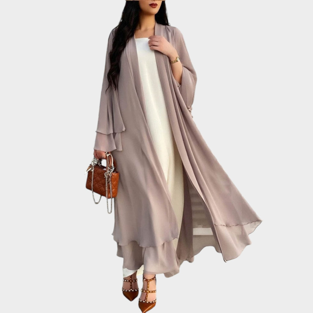 Women’s Longline Cardigan Ruffle Hem Long Sleeve Open Front