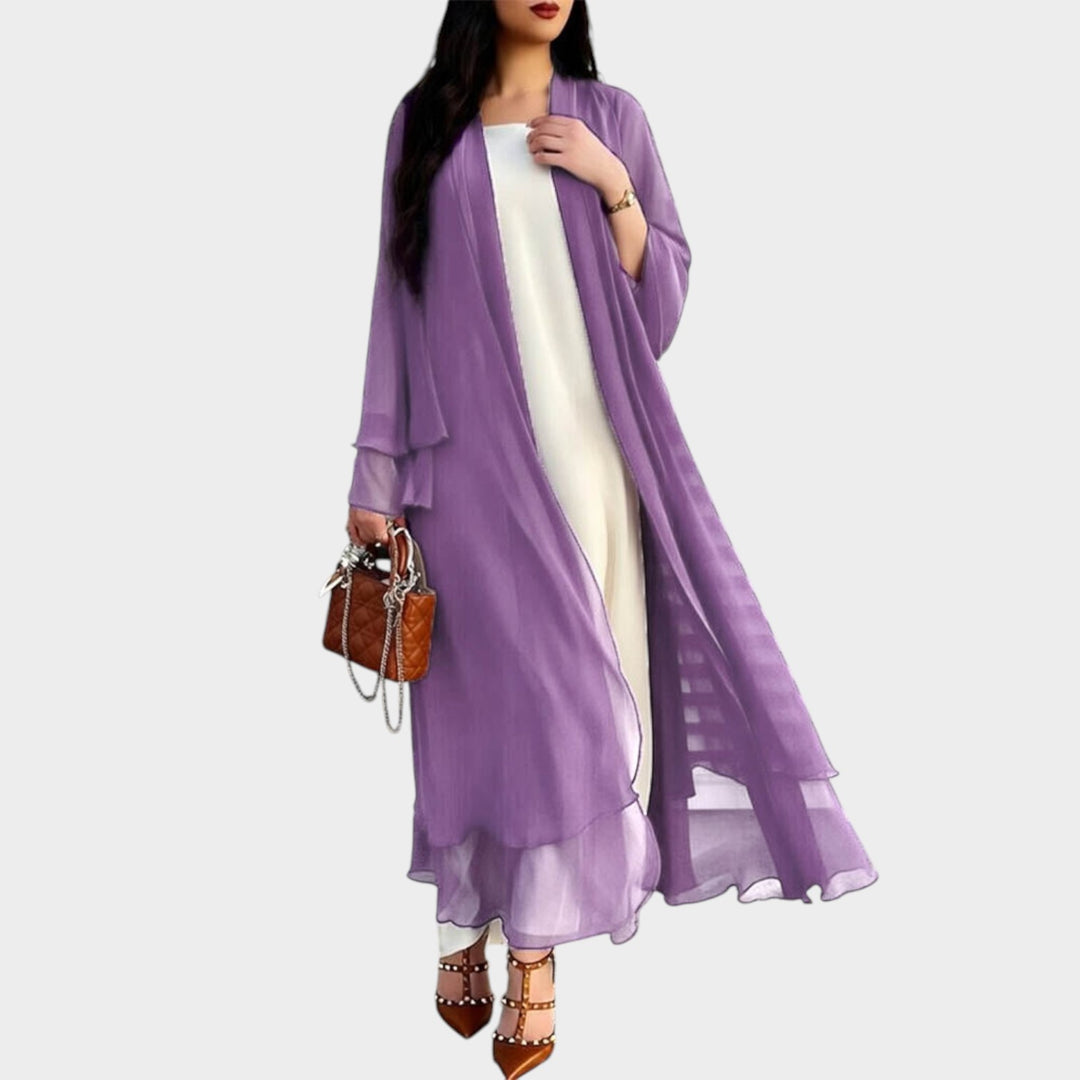 Women’s Longline Cardigan Ruffle Hem Long Sleeve Open Front