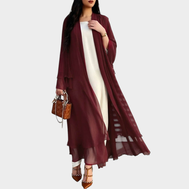 Women’s Longline Cardigan Ruffle Hem Long Sleeve Open Front