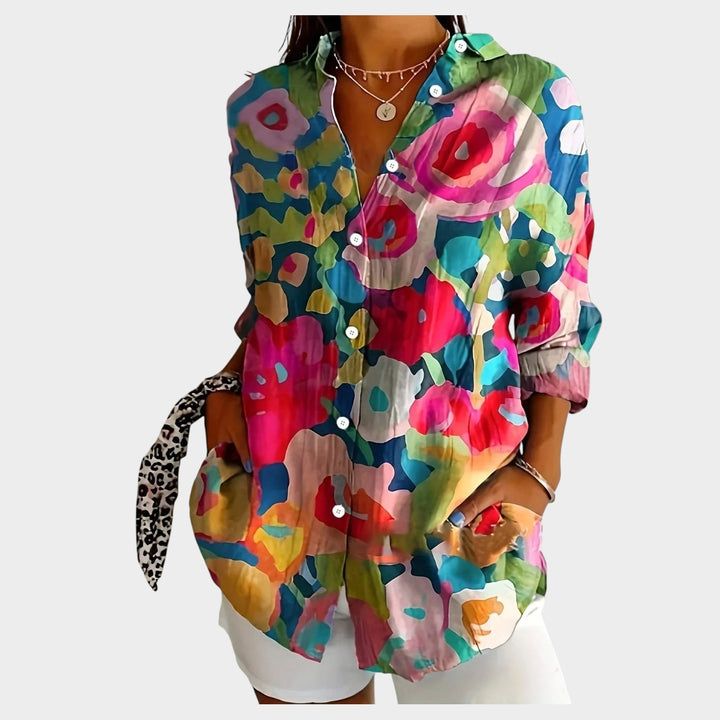 Floral Button-Up Blouse | Casual Long Sleeve Collared Shirt