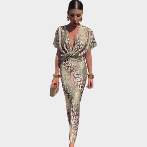 Cocktail Knot Front Floral Midi Dress