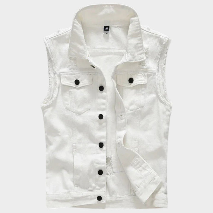 Distressed Sleeveless | Denim Jacket For Men