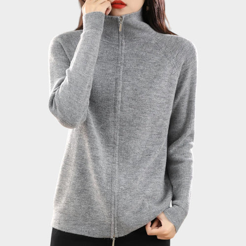 Women's Knit Cardigan Dual Zip Closure