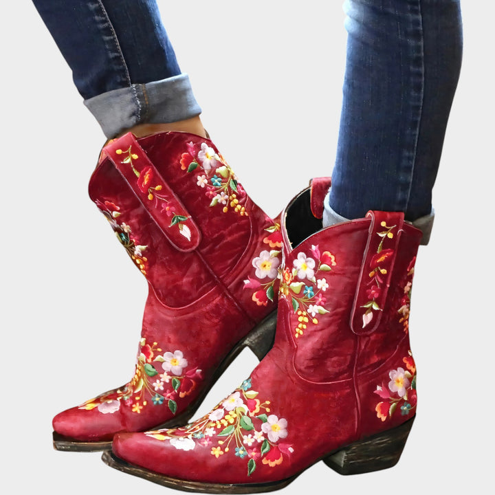 Floral Cowboy Ankle Boots