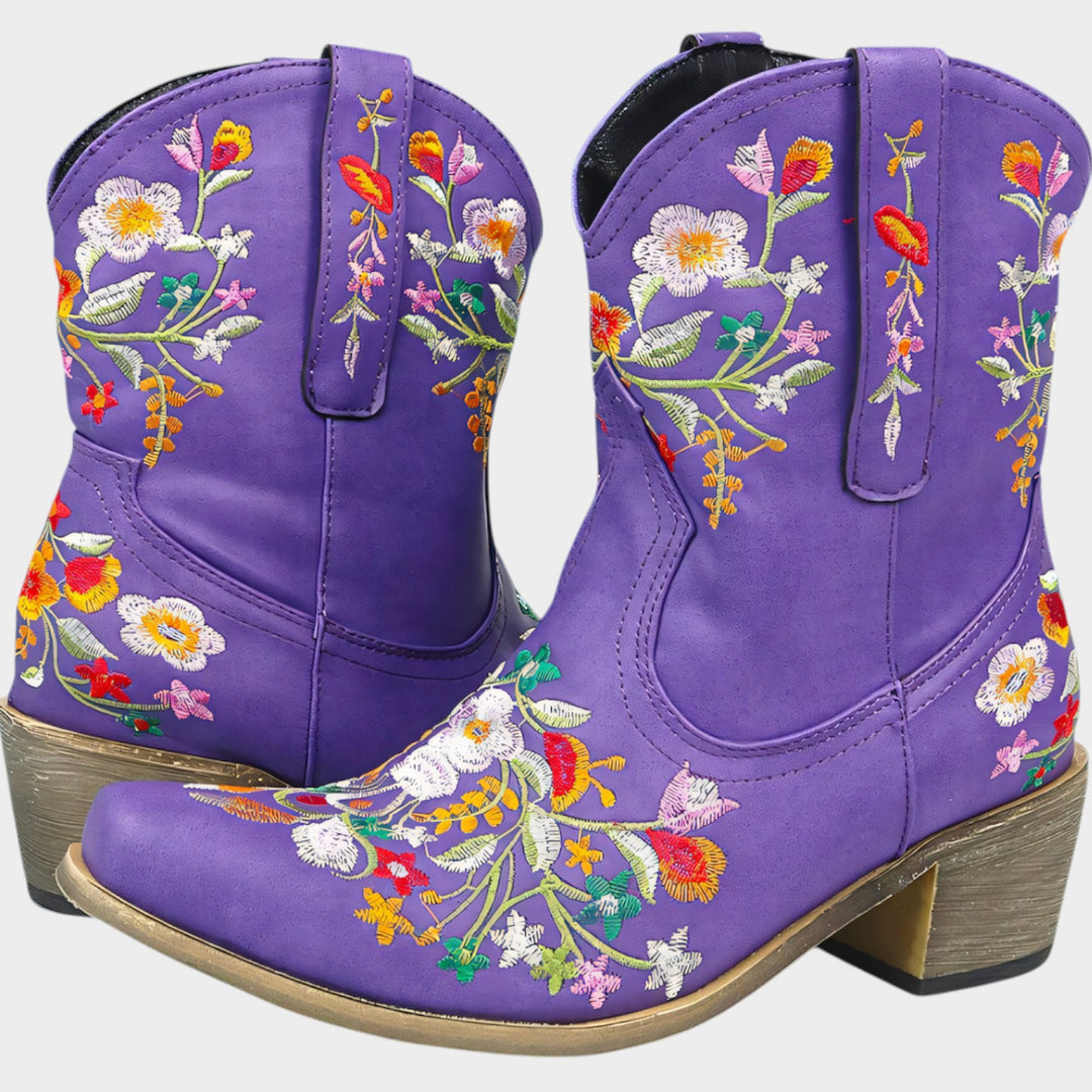 Floral Cowboy Ankle Boots