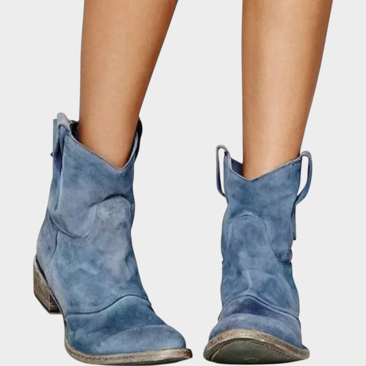 Western Style Cowboy Ankle Boots with Low Heel
