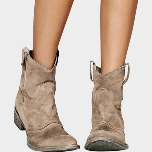 Western Style Cowboy Ankle Boots with Low Heel