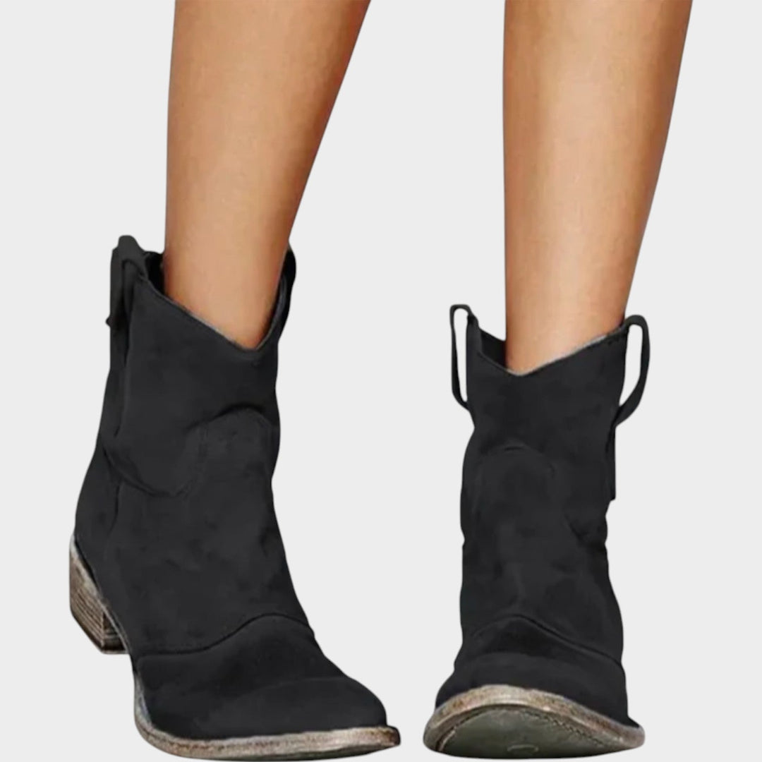 Western Style Cowboy Ankle Boots with Low Heel