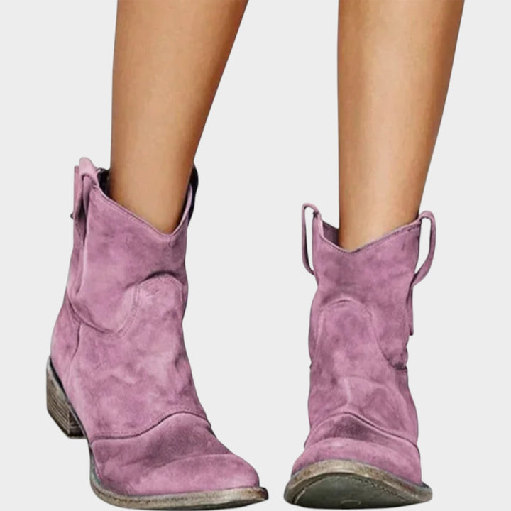 Western Style Cowboy Ankle Boots with Low Heel