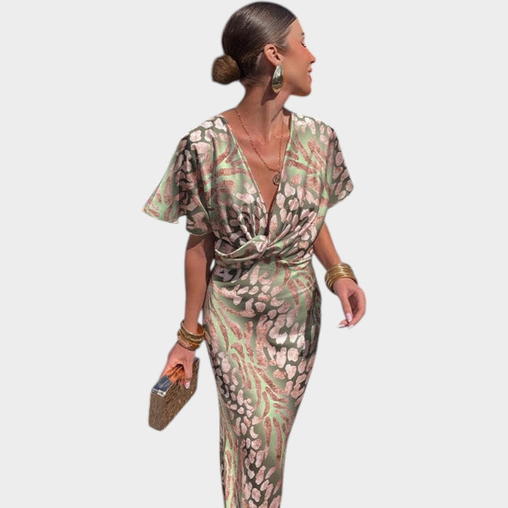 Cocktail Knot Front Floral Midi Dress