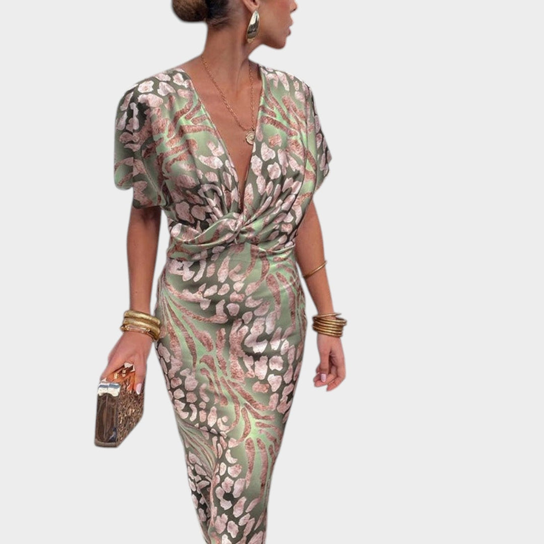 Cocktail Knot Front Floral Midi Dress